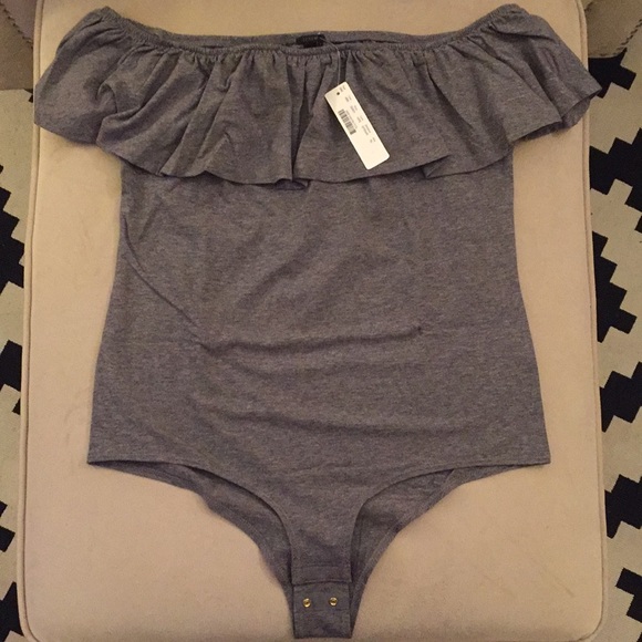 J. Crew Tops - J. Crew Off The Shoulder Bodysuit in Grey